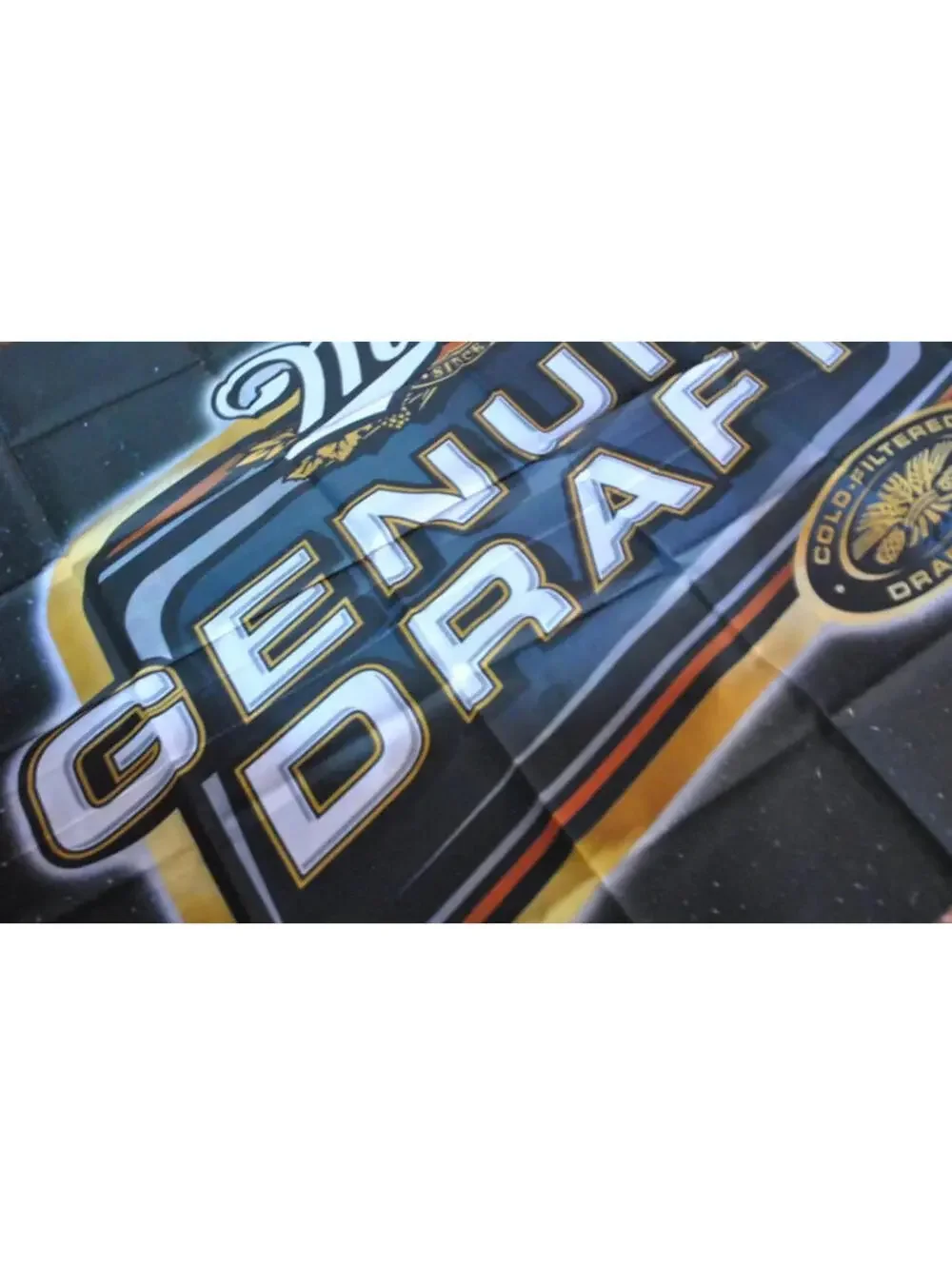Vintage Miller Genuine Draft Lite Beer Black Flag New Banner